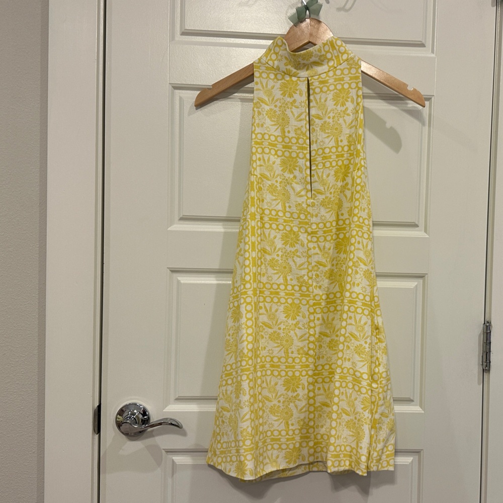 Yellow and White Floral Sleeveless Dress